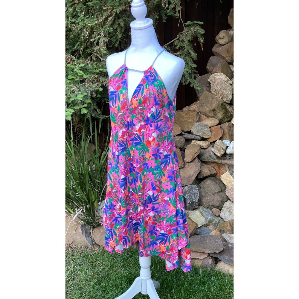 Banana Boat Sundress Size LARGE new with tags Mauve Floral UPF 50+ Halter - Picture 3 of 6